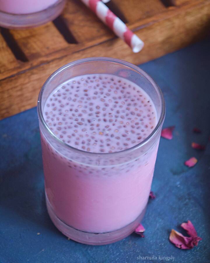 Rose milk with chia seeds