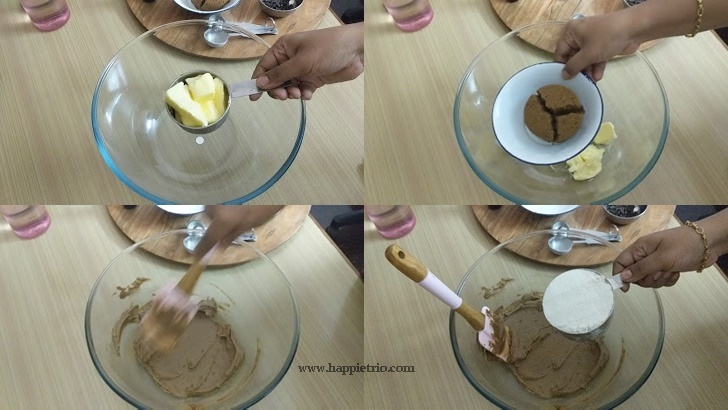 Step 1 - Add the butter , Jaggery powder and cream together