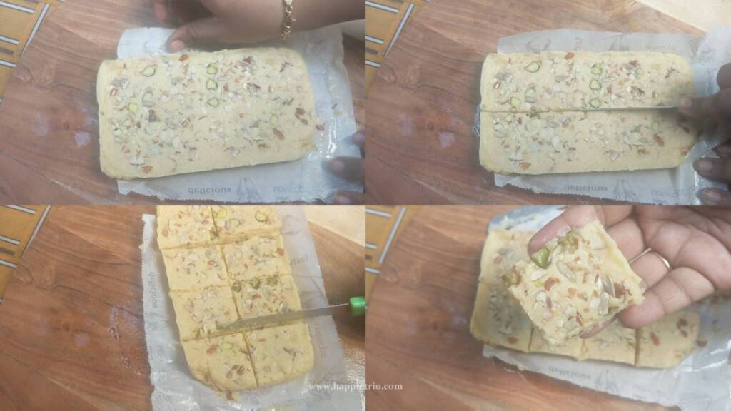 Step - 3 Burfi is now ready. Slice and serve.