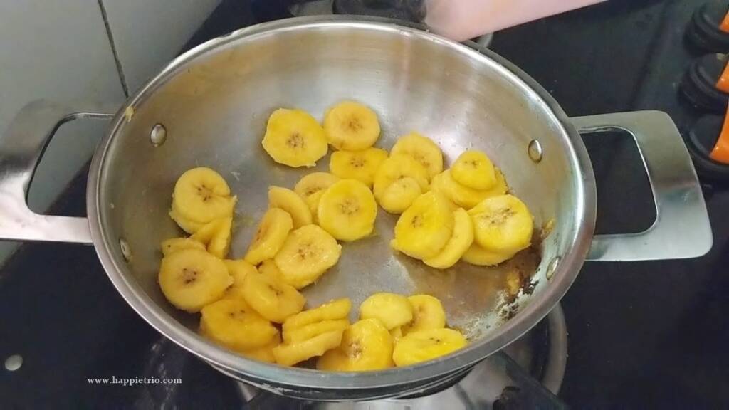 Step 2 - Saute the banana in ghee