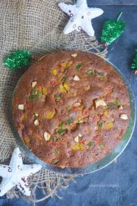 Eggless Christmas Fruit Cake