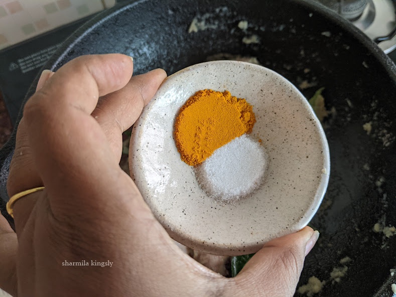 Add Salt and turmeric powder
